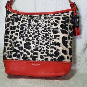 COACH Carrie Ocelot Canvas and Leather Bag